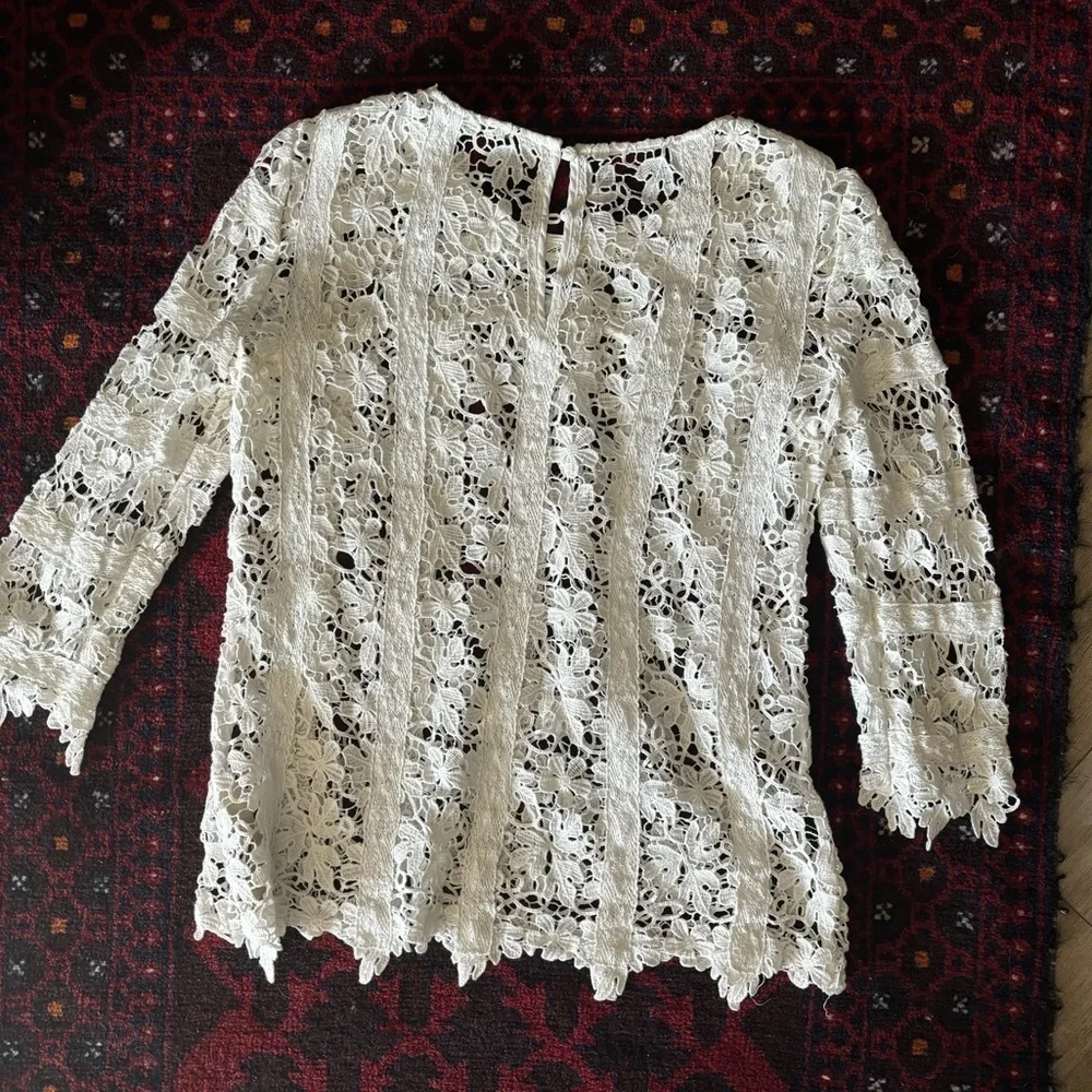Massimo Dutti cotton floral lace top - Picture 4 of 10